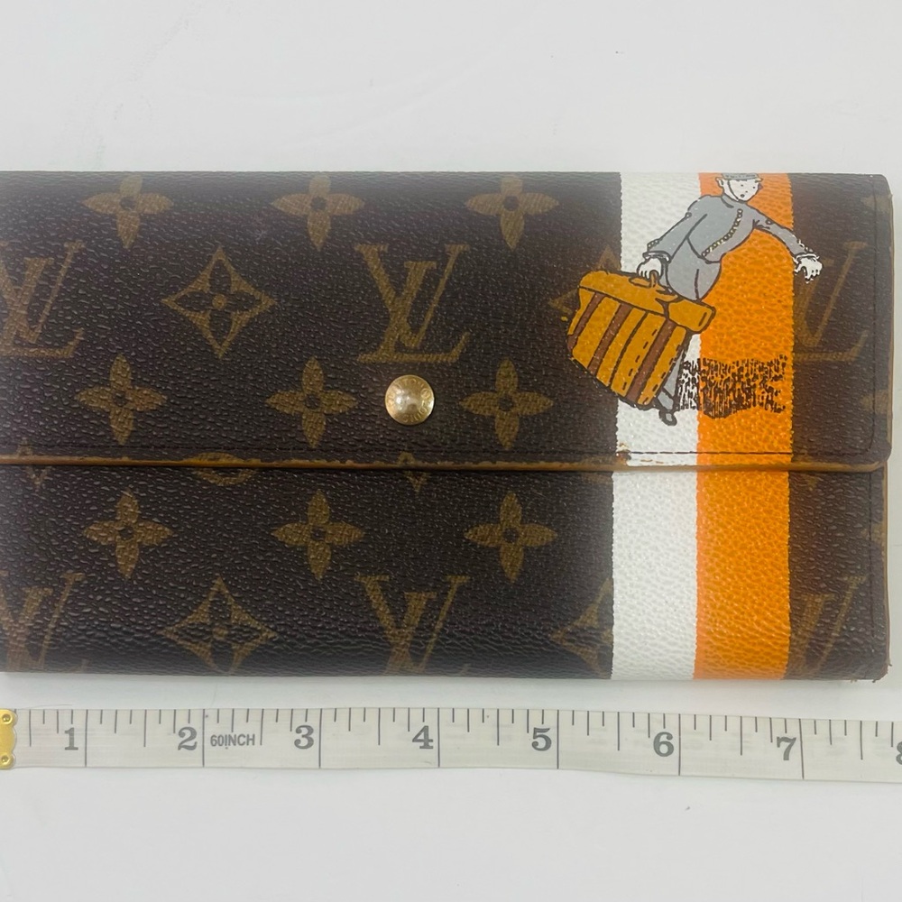 Louis Vuitton Brown Monogram Wallet with Orange and White Detail - Picture 2 of 10